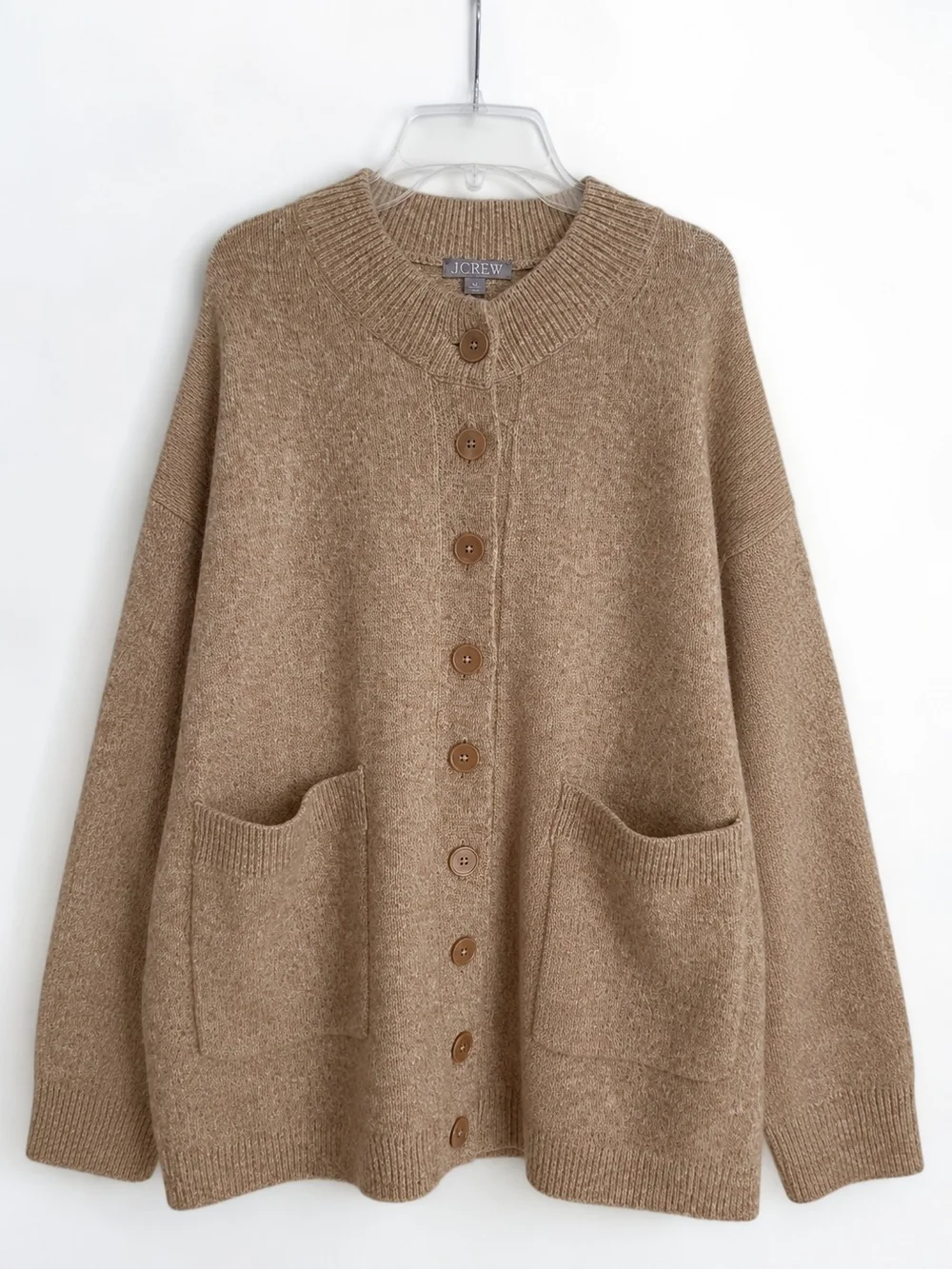 NWT J.Crew Oversized Cardigan Sweater XL Oatmeal Merino Wool Alpaca Blend